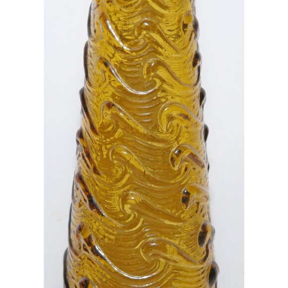 Vintage Empoli Amber Wave Genie Bottle Decanter Italy Mid Century Modern Glass - Picture 8 of 10